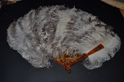 Lot 5179 - A Good, Large and Fluffy Circa 1900 Female Ostrich Feather Fan, the monture of resin, gilded...