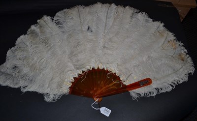 Lot 5180 - A Good Circa 1900 Clean and Fluffy White Ostrich Feather Fan, entwined initials set with...