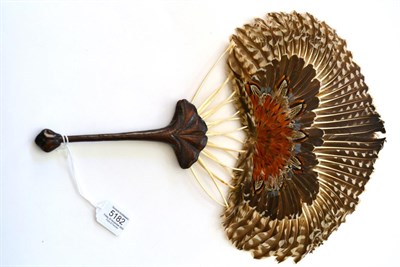 Lot 5182 - An Unusual and Well-Conceived, Probably Late 19th Century Pheasant Feather Fixed Fan or Face...