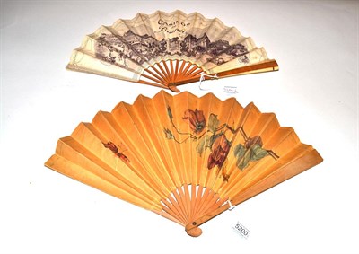 Lot 5200 - Two 19th Century Advertising Fans, the first for a restaurant in CAEN, in the Place du Marché...