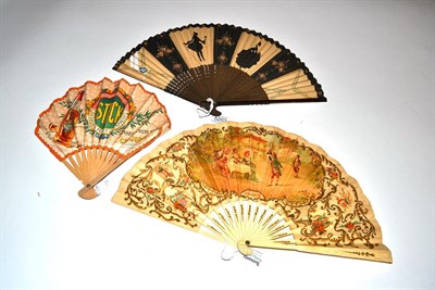 Lot 5203 - A 20th Century Advertising Fan for Scott's Restaurant designed with two printed panels of an...