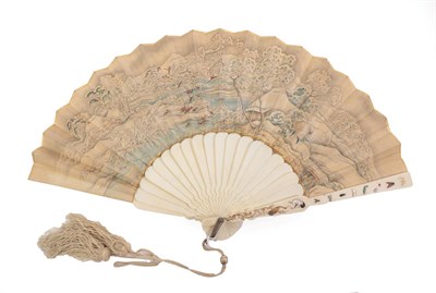 Lot 5213 - A Good, Large Late 19th Century Japanese Ivory Fan, Ogi, the gorge plain but the guards with...