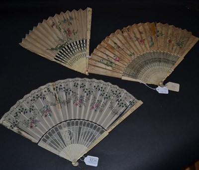 Lot 5236 - A Mid-18th Century Chinese Fan with Carved Export Monture, Qing Dynasty, the guards carved in...