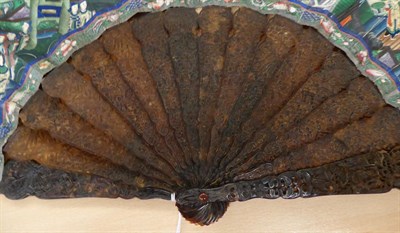 Lot 5243 - A Good Large Carved Tortoiseshell Chinese Fan, mid to late 19th century, Qing Dynasty, the...