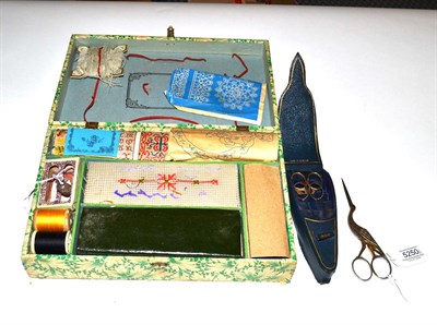 Lot 5250 - A 19th Century French Boxed Sewing Set, the interior divided into compartments which include...