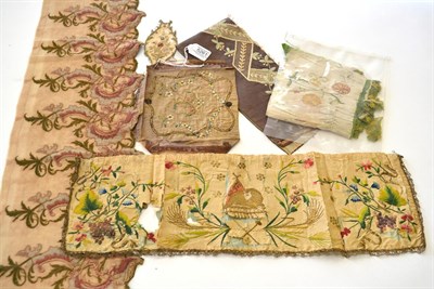 Lot 5261 - A Panel of 18th Century Coloured Embroidery on very fine lawn, a part-flounce, the silk...