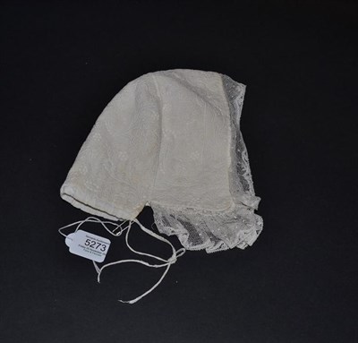 Lot 5273 - A Very Fine and Intricately Quilted White Linen Cap, the scale of the design and raised panels most