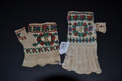 Lot 5295 - Ecclesiastical: Two Single/Odd Fingerless Knitted Mittens of the size to fit a gentleman, with...