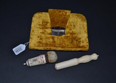 Lot 5336 - An Attractive 19th Century Sewing Kit contained in a folder covered in vibrant mustard velvet,...