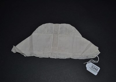 Lot 5348 - Hollie Point: A Linen Baby Bonnet with attractive additional work, complementing the unusually long