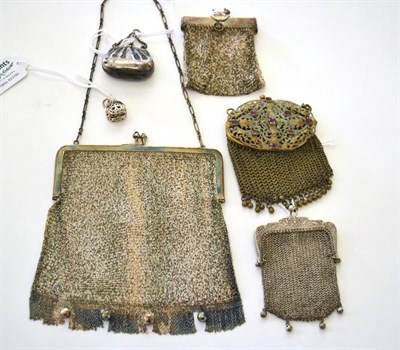 Lot 5361 - Silver and White Metal Evening and Coin Purses up to 1900. Comprising a tiny charm in handbag...