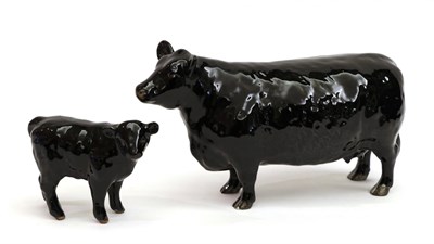 Lot 1 - Beswick Aberdeen Angus Cow, model No. 1563 and Aberdeen Angus Calf, model No. 1827A, black...