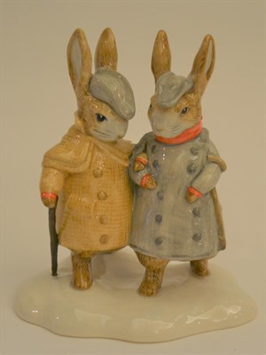 Lot 7 - Beswick Beatrix Potter 'Two Gentleman Rabbits', model No. 4210, backstamp BP-11a, with box
