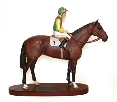 Lot 12 - Beswick Connoisseur Horse 'Nijinsky - Lester Piggott Up', model No. 2352, on wooden plinth (a.f)