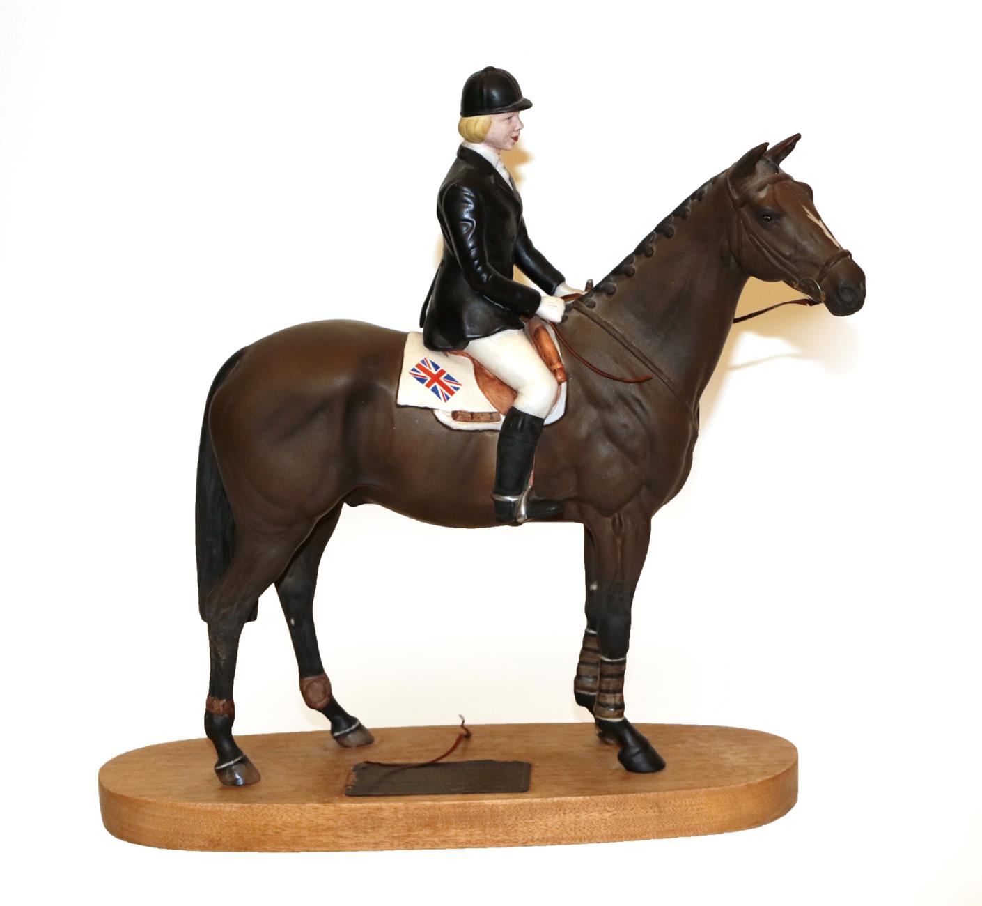 Lot 15 - Beswick Connoisseur Horse 'Psalm - Ann Moore Up', model No. 2535, on wooden plinth (a.f)
