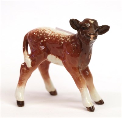 Lot 17 - Beswick Dairy Shorthorn Calf, model No. 1406C, brown and white gloss with shading