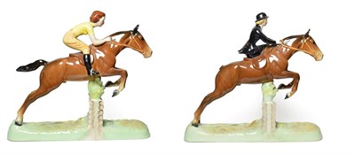 Lot 21 - Beswick Girl on Jumping Horse, model No. 939 and Huntswoman (Jumping), model No. 982 (2) (a.f)