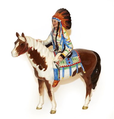 Lot 32 - Beswick Mounted Indian, model No. 1391, Skewbald gloss (a.f.)