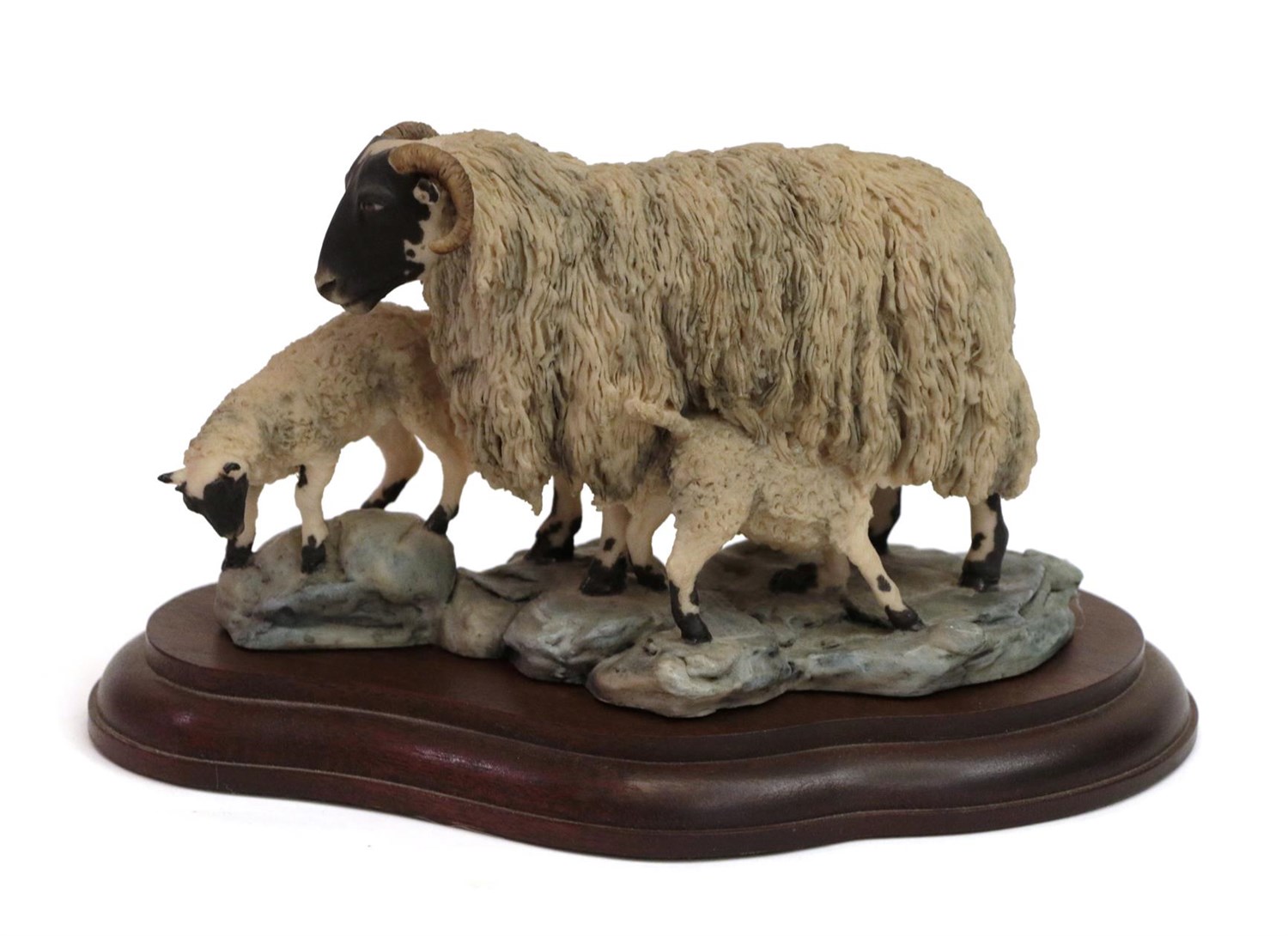 Lot 54 - Border Fine Arts 'Blackfaced Ewe and Lambs' (Style One), model No. L25 by Mairi Laing Hunt, limited