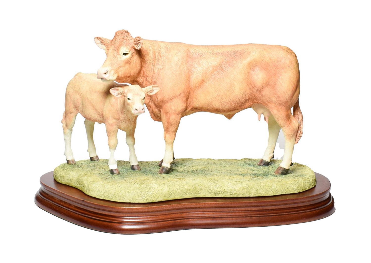 Lot 58 - Border Fine Arts 'Blonde D'Aquitaine Cow and Calf, model No. B0353 by Kirsty Armstrong, limited...