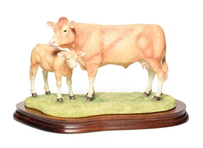 Lot 59 - Border Fine Arts 'Blonde D'Aquitaine Cow and Calf', model No. B0353 by Kirsty Armstrong,...