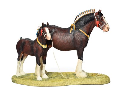 Lot 63 - Border Fine Arts 'Champion Mare and Foal' (Shire Mare and Foal Std Edition), model No. B0334A...