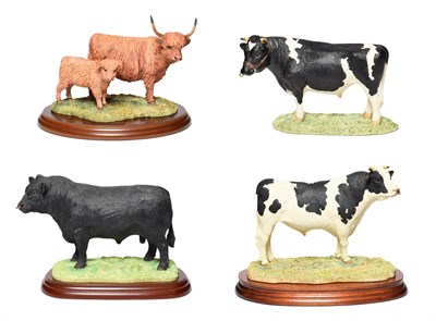 Lot 77 - Border Fine Arts Cow Figure Groups Including: 'Holstein Bull', model No. B0308 by Kirsty Armstrong