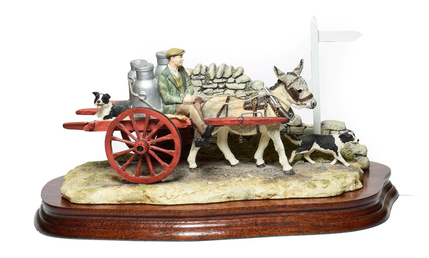 Lot 79 - Border Fine Arts 'Delivering the Milk' (Donkey Cart), model No. AG01 by Ray Ayres, limited...