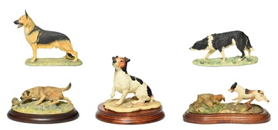 Lot 81 - Border Fine Arts Dog Groups Including: 'Border Terrier' (with Hedgehog), model No. 066 by David...