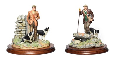 Lot 88 - Border Fine Arts Farmer and Collie Groups; 'Next to Go', model No. B0012 by Ray Ayres, on wood...