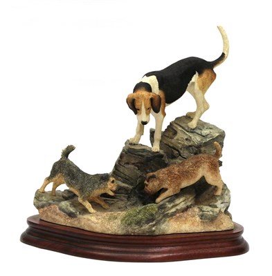 Lot 90 - Border Fine Arts 'Fellhound and Terriers', model No. B0885 by Anne Wall, limited edition...