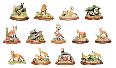 Lot 95 - Border Fine Arts Fox Groups Including: 'Fox With Rabbit', model No. 010 by Mairi Laing, on wood...