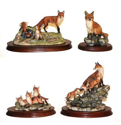 Lot 97 - Border Fine Arts Fox Models Comprising: 'Fox and Family', model No. L53 by David Geenty,...