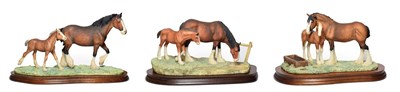 Lot 114 - Border Fine Arts Horse Models Comprising; 'Spring Pastures' (Clydesdale Mare and Foal), model...