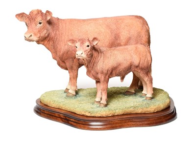 Lot 125 - Border Fine Arts 'Limousin Cow and Calf' (Style Two), model No. B0657 by Jack Crewdson, limited...