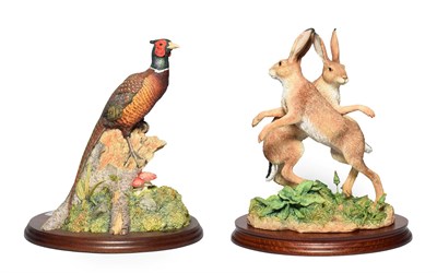 Lot 129 - Border Fine Arts 'March Hares', model No. B1074 by Ray Ayres, limited edition 319/500, on wood...