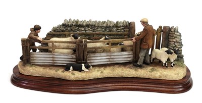 Lot 150 - Border Fine Arts 'Shedding Lambs', model No. B0769, by Ray Ayres, limited edition 244/1250, on wood