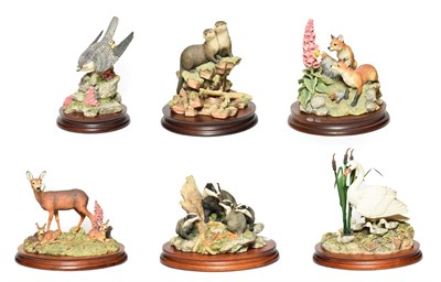 Lot 157 - Border Fine Arts Society Models Including: 'In a Sunny Glade' (Roe Deer Doe and Two Fawn),...