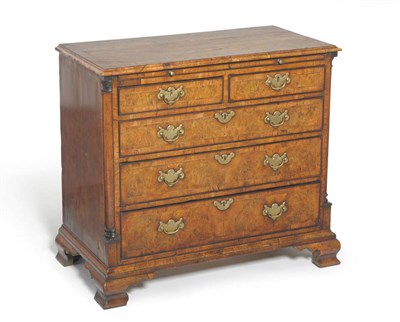 Lot 1343 - A George II Style Figured Walnut, Boxwood and Ebony Strung Straight Front Chest, the...