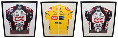 Lot 3003 - Tour De France 2007 Signed Shirts two Skoda Nobili CSC shirts bearing various signatures...