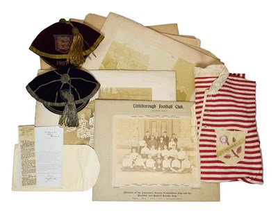 Lot 3009A - Charlie Beasley Victorian Rugby Union Items consisting of Lancashire Cap 1897-8 outfitter James...