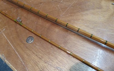 Lot 3043 - A Hardy ''CC de France'' 2 Section Cane Trout Fly Rod, 9' long in aluminium tube together with...