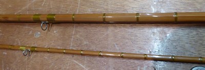Lot 3043 - A Hardy ''CC de France'' 2 Section Cane Trout Fly Rod, 9' long in aluminium tube together with...