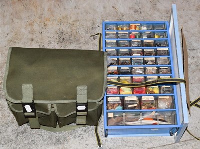 Lot 3081 - A Quantity Of Fly Tying Materials, tools, accessories and vices along with a materials storage...