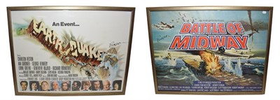 Lot 3105 - Film Posters Battle of Midway and Earthquake both 40x30'', framed (2)