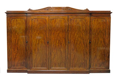 Lot 1359 - An Impressive Victorian Mahogany Breakfront Wardrobe, 3rd quarter 19th century, the scrolling...