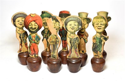 Lot 3133 - Skittles A Set Of Victorian Figural Examples consisting of nine shaped wood figures with colour...
