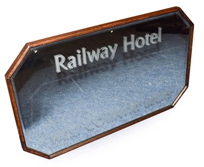 Lot 3135 - Advertising Mirror 'Railway Hotel - West Country Beers' irregular octagonal form with bevelled...