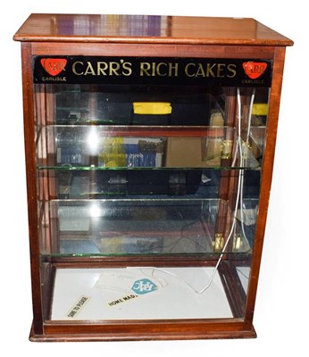 Lot 3138 - Carr's Rich Cakes Display Cabinet with gold lettering on black ground banner to top, two...