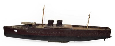 Lot 3157 - Scratch Built Ship with steam boiler and single cylinder motor under removable superstructure,...